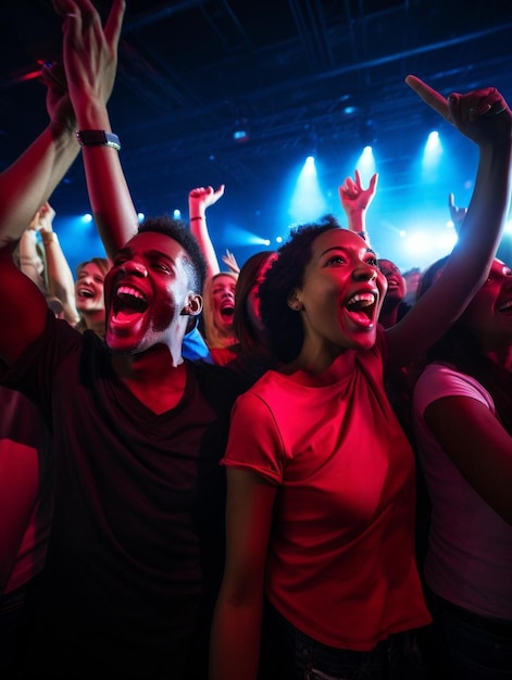 Photo a group of people with their hands in the air