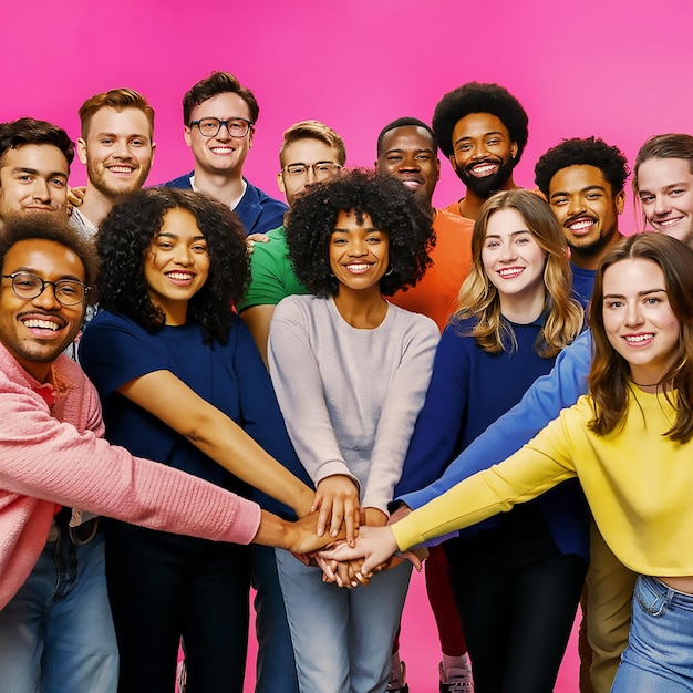 Photo a group of people with their hands together in a circle