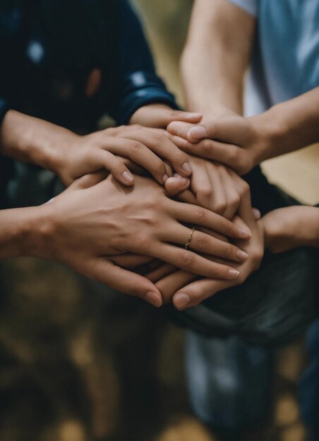 Foto un gruppo di persone con le mani unite