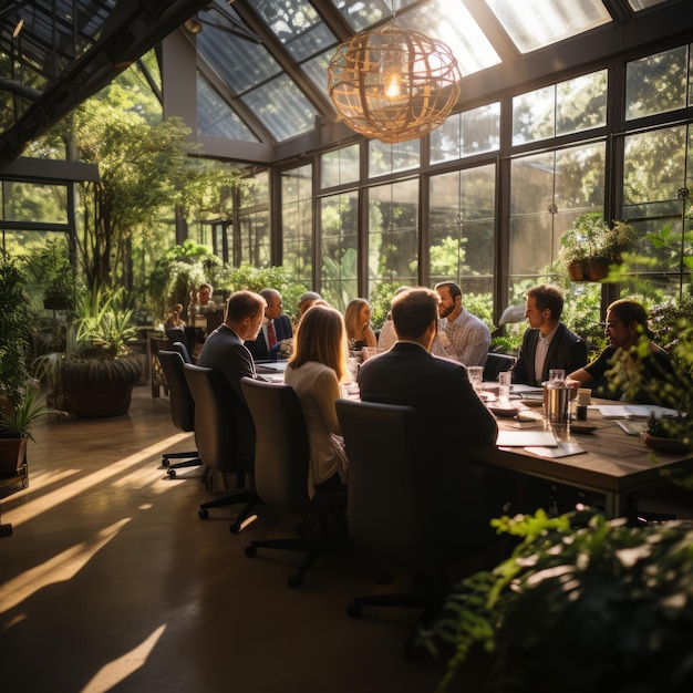 Foto un gruppo di persone che lavorano a un piano aziendale in un ambiente di ufficio unico