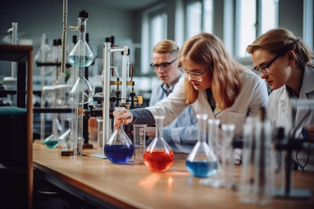 A group of people working in a lab