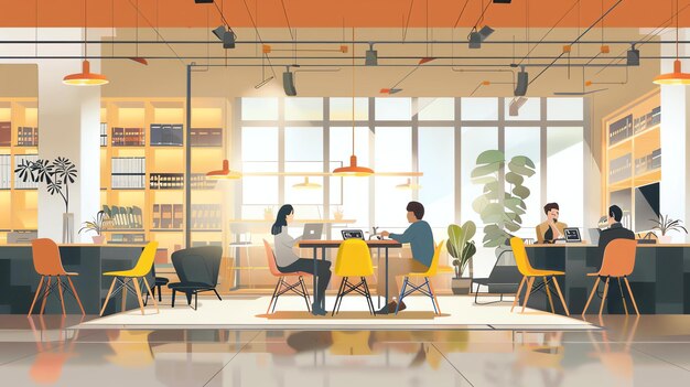 A group of people working in a modern office There are three people in the image two women and one man