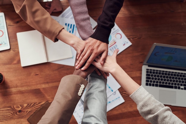 Group of people working out business plan in an office