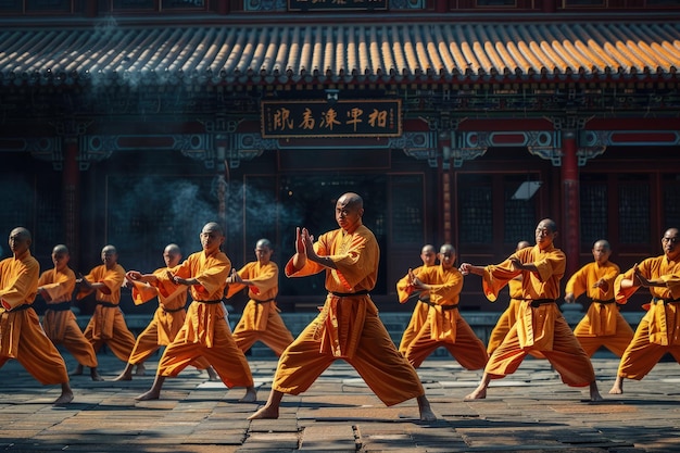 A group of people in yellow outfits doing a dance