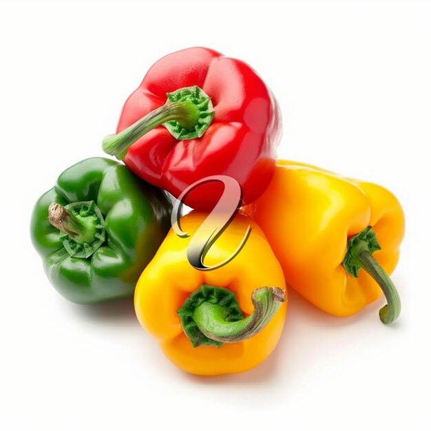 A group of peppers with the number 2 on them