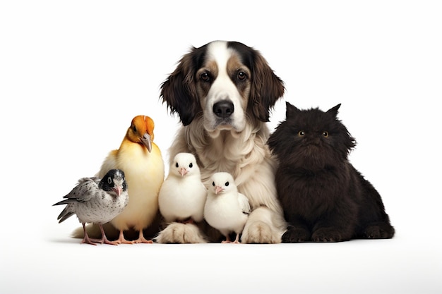Группа домашних животных собака кошка птица кролик