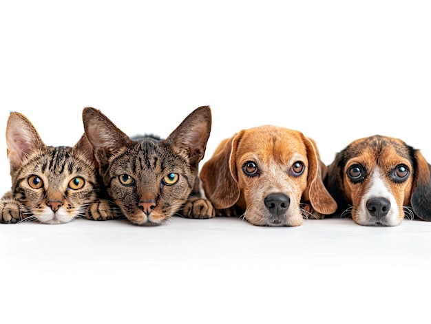 Photo group of pets peeking over a bannerxa