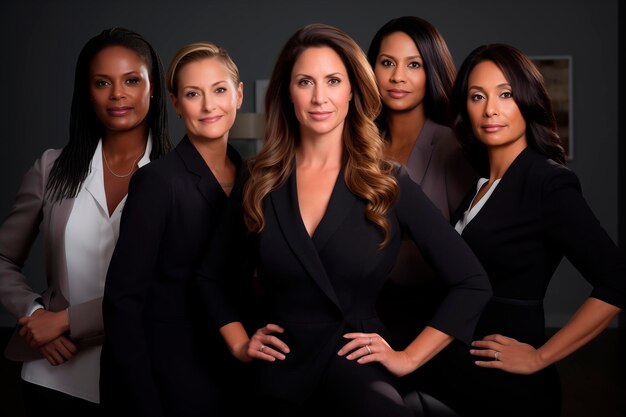 Photo group photo of women executives posing in their office installations