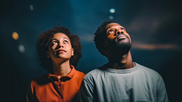 Photo group of photogenic young students curious woman and man thinking expressing doubt and wonder