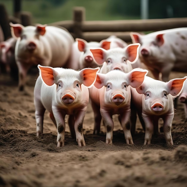 Photo a group of pigs are lined up in a row