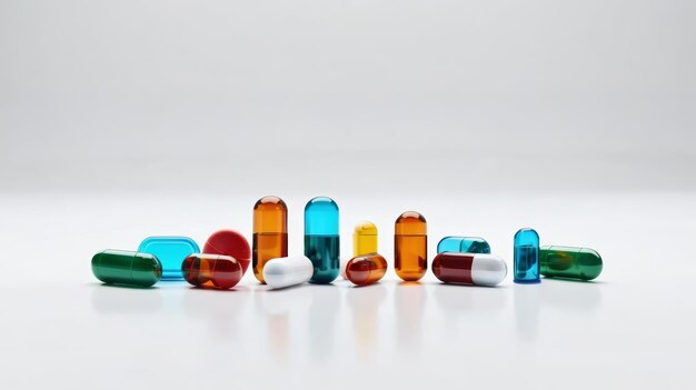 Group of Pills on White Table