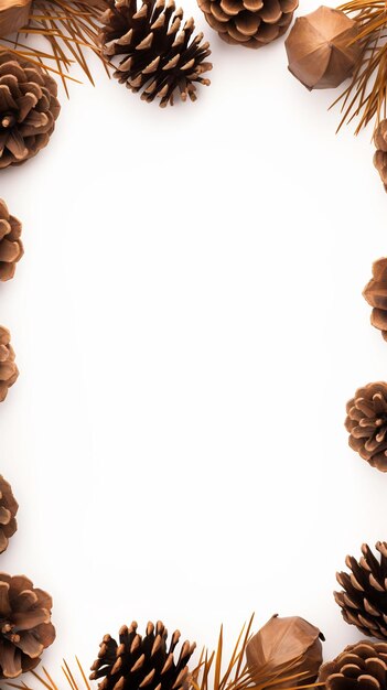 a group of pine cones with a white background.