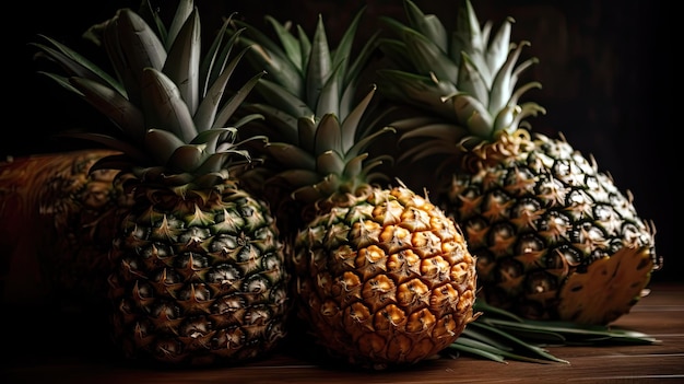 A group of pineapples on a table