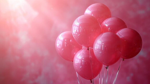 Group of Pink Balloons Floating