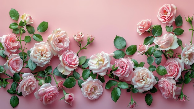 Group of Pink Flowers on Pink Background