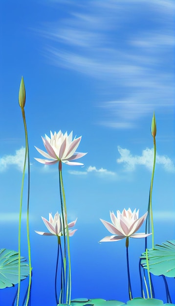 Group of pink flowers sitting on top of a lush green field generative ai