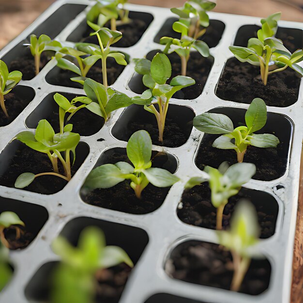 種子とラベル付けされた植物のグループ