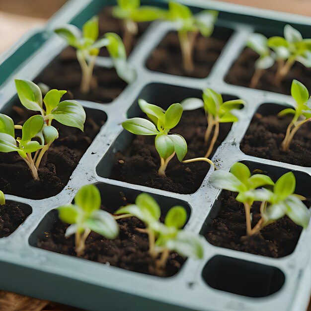 テーブルの上の植物のグループ