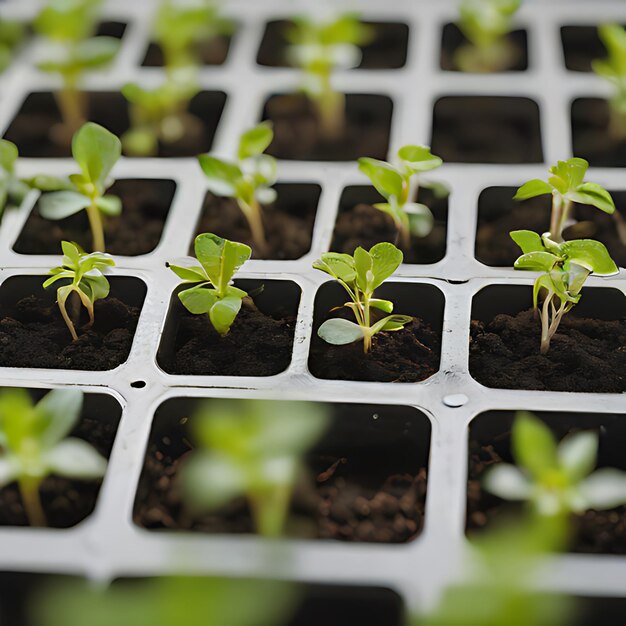 ワイヤーメッシュの上にある植物の群れ