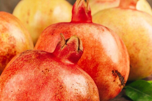 Group of pomegranate fruits close