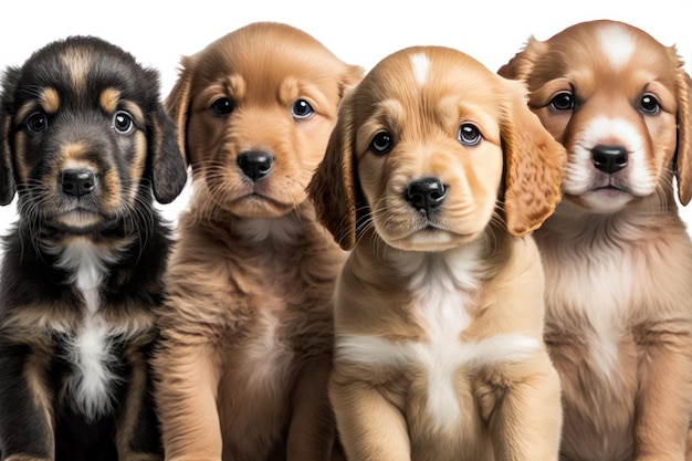 Group portrait of adorable puppies closeup photography Illustration Generative AI