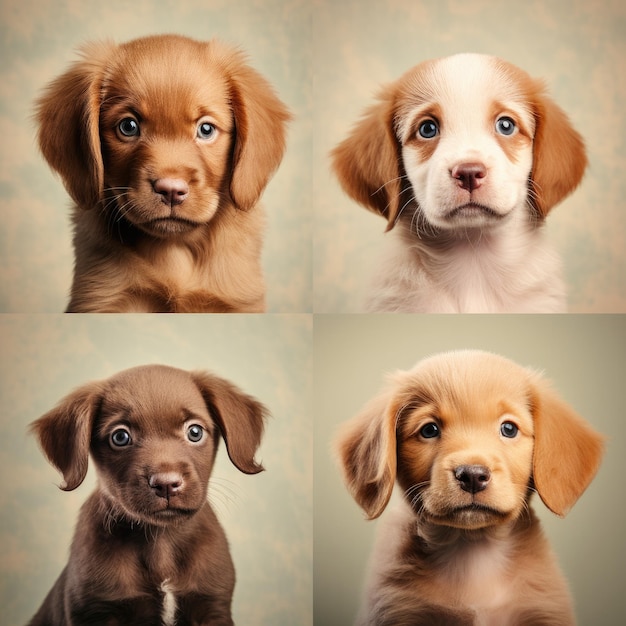 Group portrait of adorable puppies Generative ai