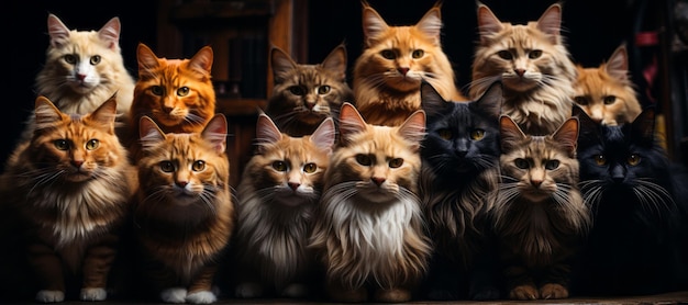 Photo group portrait of cats generative ai