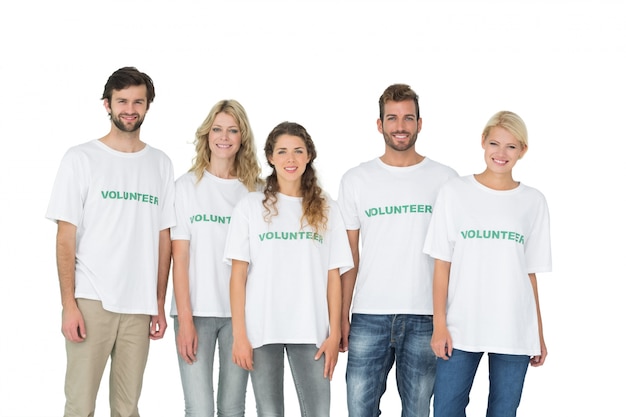 Group portrait of happy volunteers