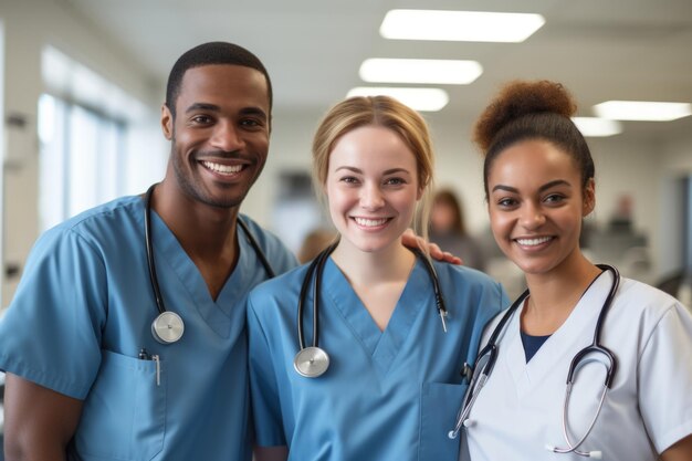 Photo group portrait of medical workers generative ai