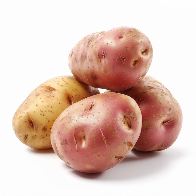 a group of potatoes on a white background