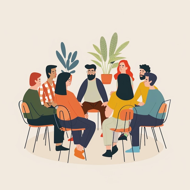 Group psychotherapy meetings They sat together