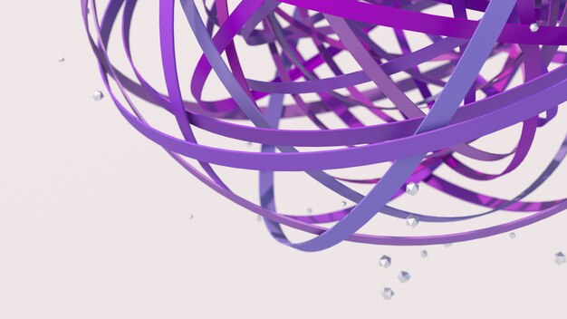 Group of purple circle shapes, abstract sphere. White background. 3d render, close-up.