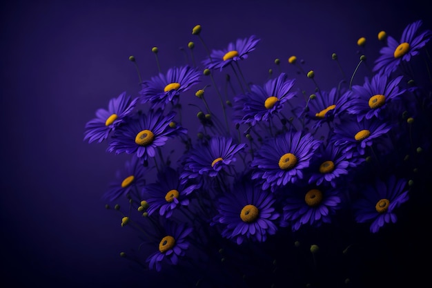 A group of purple flowers background and spring purple flower_ai_generated