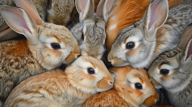 Группа кроликов вблизи