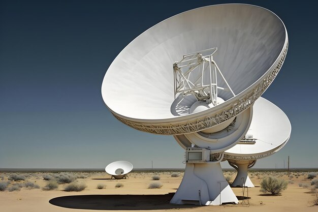 電波望遠鏡衛星受信アンテナのグループ VLA 砂地にある非常に大きなアレイ ニューラル ネットワークで生成されたアート