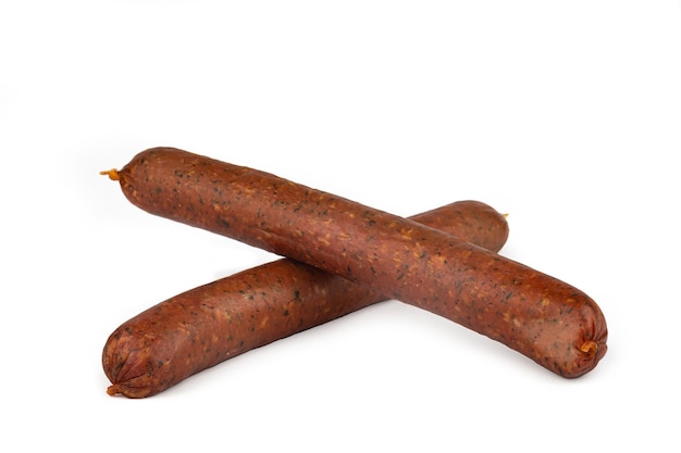 Group of raw sausage isolated