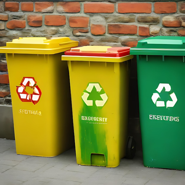 a group of recycling bins that say quot recycle quot