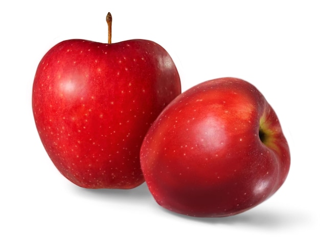 Group of red apple fruits on white background