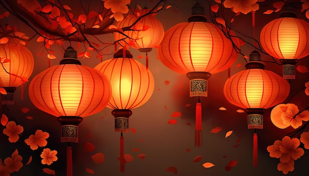 A group of red Chinese lanterns