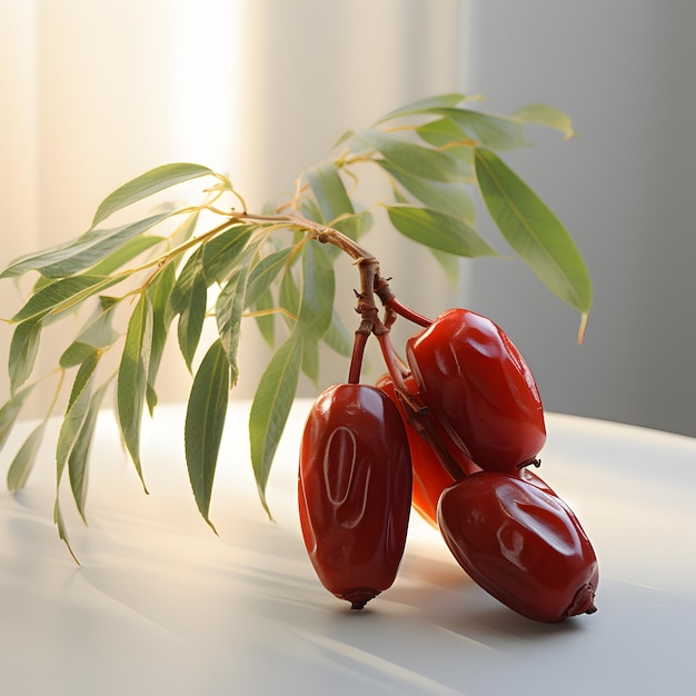 a group of red fruits on a branch