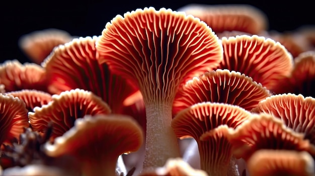 A group of red mushrooms