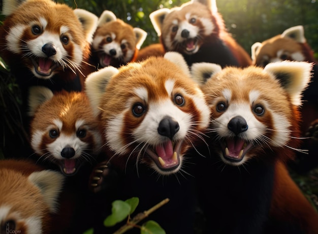 Группа красных панд
