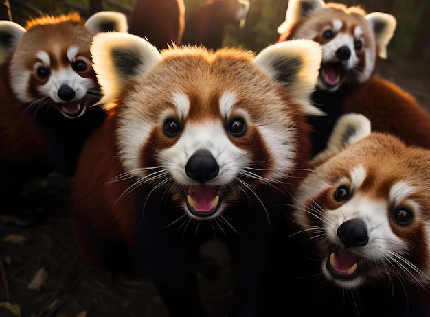 Группа красных панд