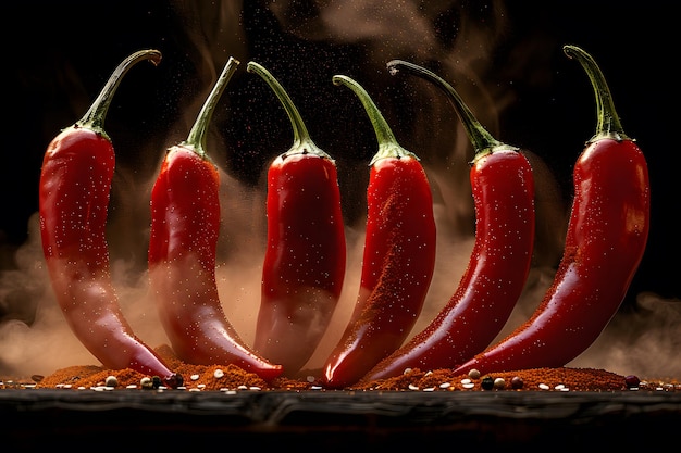 Group of Red Peppers on Table