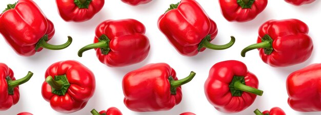 Group of Red Peppers on White Background