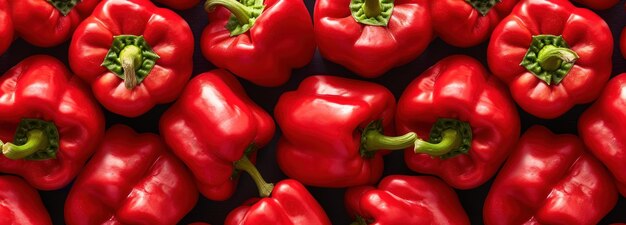 Group of Red Peppers With Green Stems