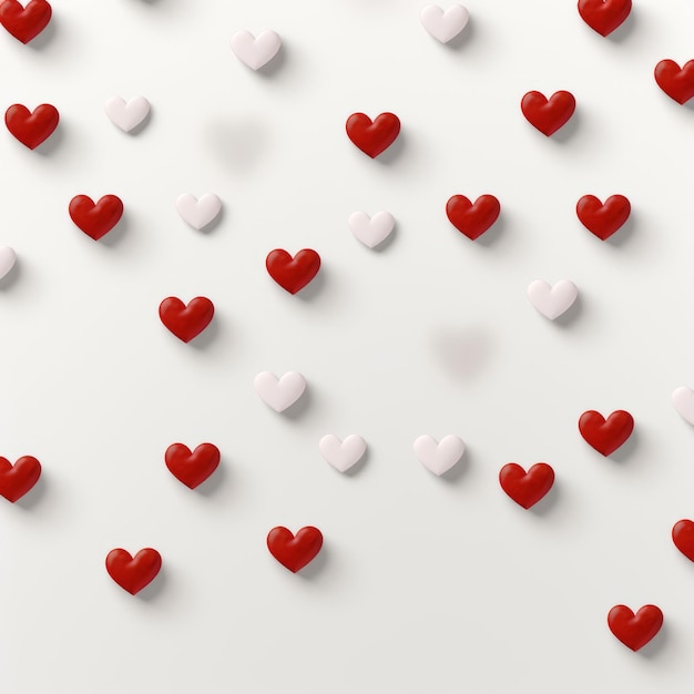 A group of red and white hearts on a white background