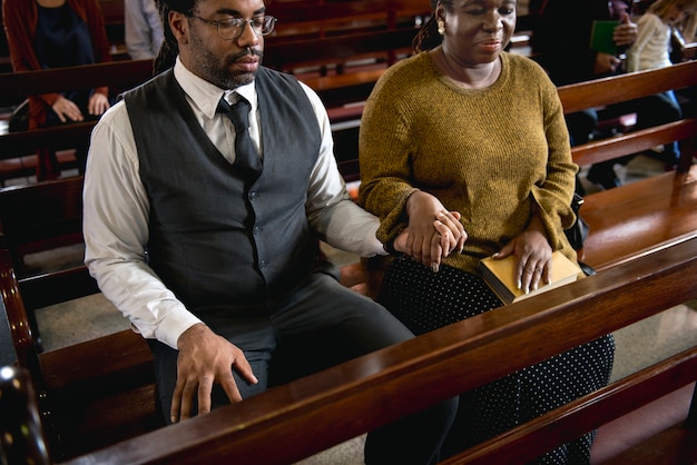 Group of religious people in a church