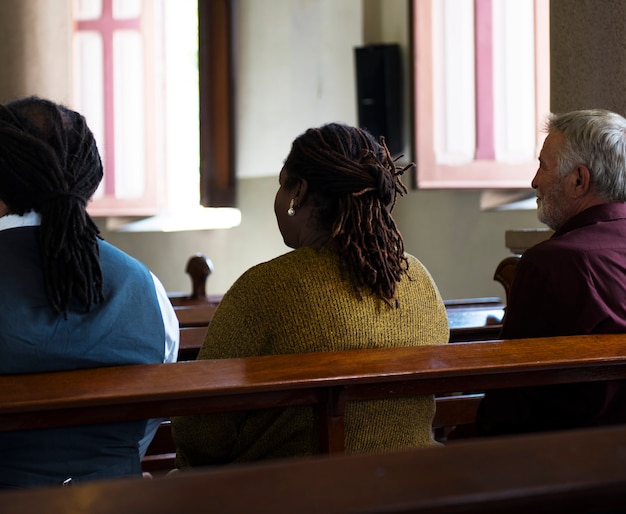 Group of religious people in a church