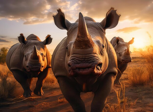 A group of rhinos